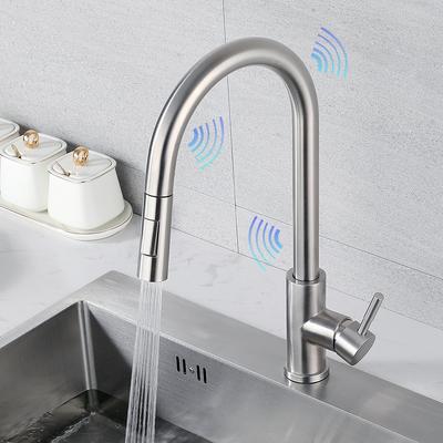 Smart Touch Küchenarmatur Schwarz Ausziehbarer Sensorhahn Schwarz/Nickel 360°-Drehkran 2 Auslauf-Wassermischbatterien 1015