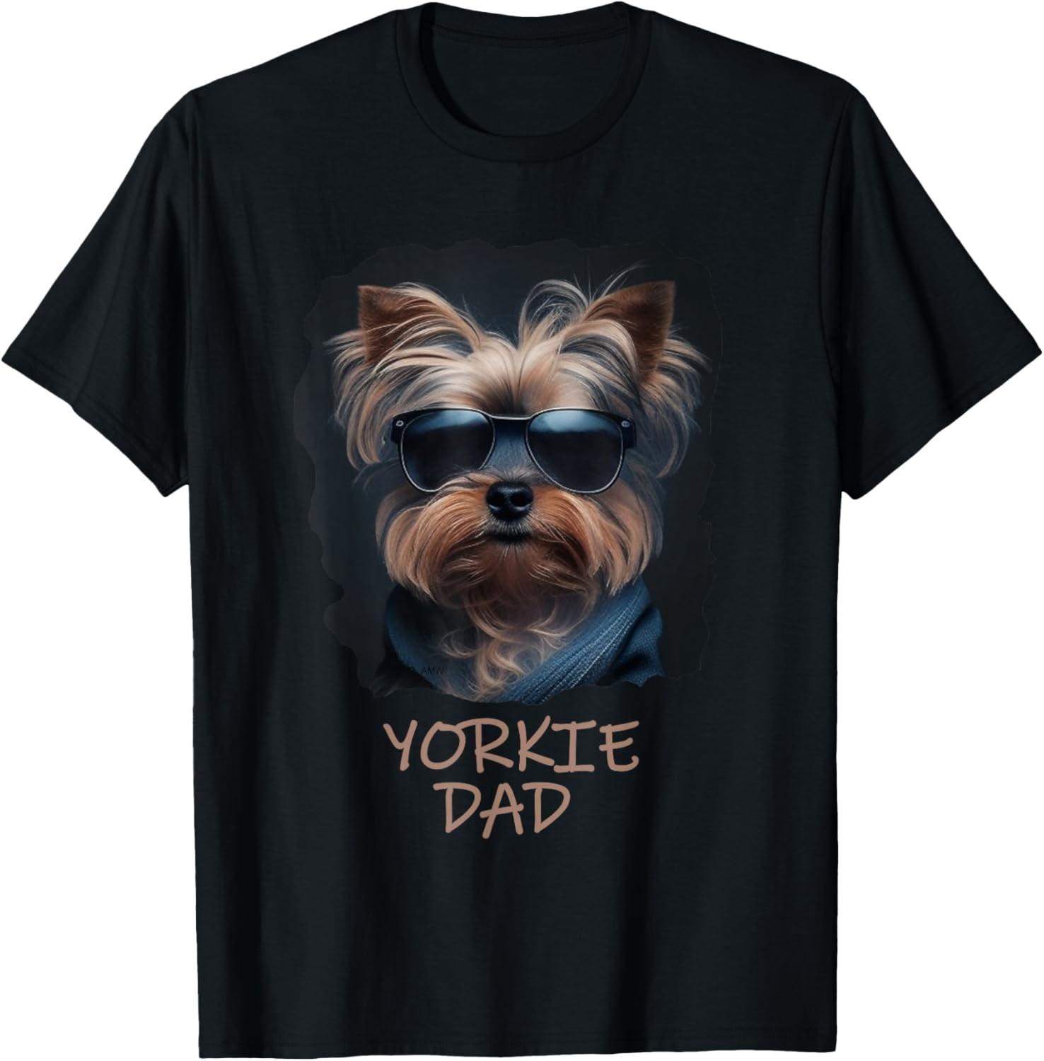 Yorkie Dad - cute cool dog in sunglasses T-Shirt S