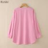 ZANZEA Women Casual Round Neck Solid Color Long Sleeve Loose Blouse