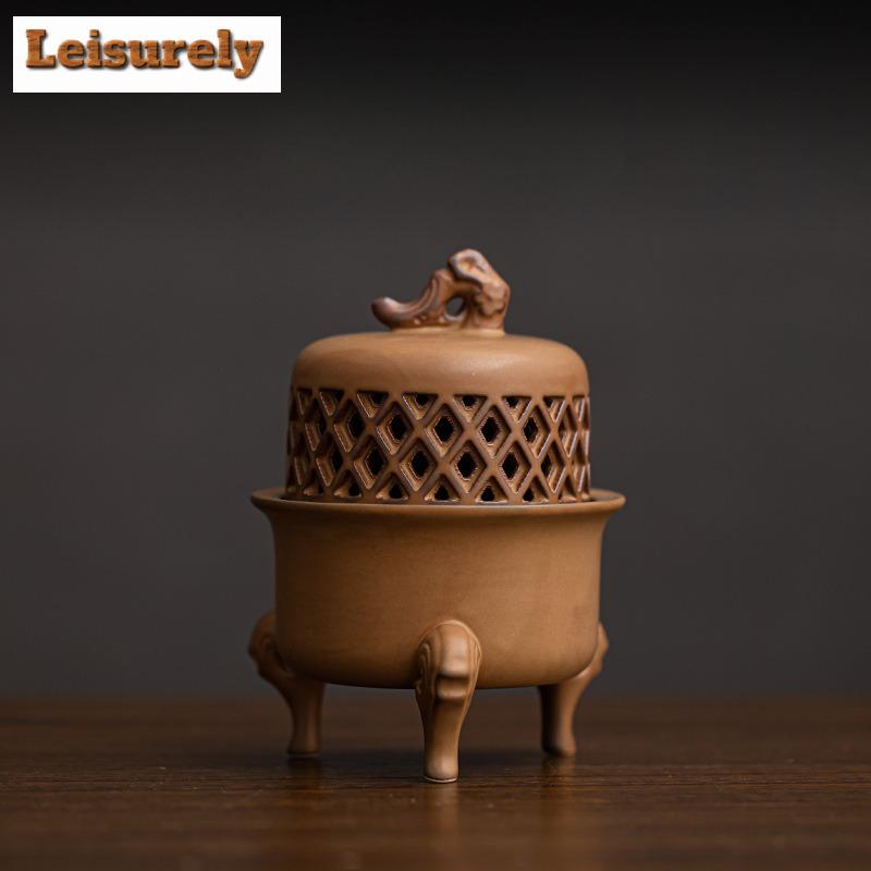 Hollow Antique Zen Three Legged Incense Holder Zen Garden Incense Burners Consecrate Smell Distributor Censer Home Decoration