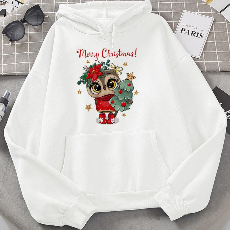 Harajuku Fleece Pullover Hoodie Christmas E Print Hoodies