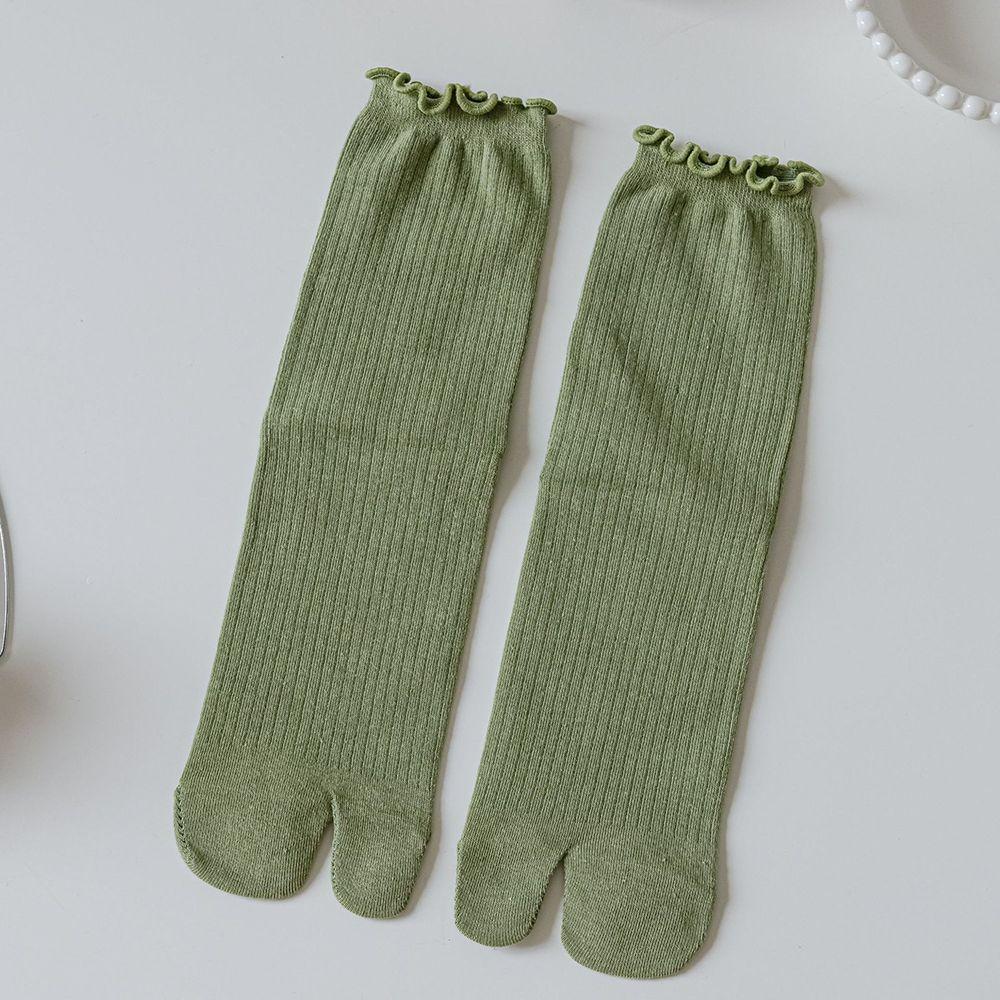 

Конфетный цвет, носки с разделенным пальцем, с оборками, женские носки на два пальца, чулочно-носочные изделия, носки на два пальца, носки средней длины зелёный