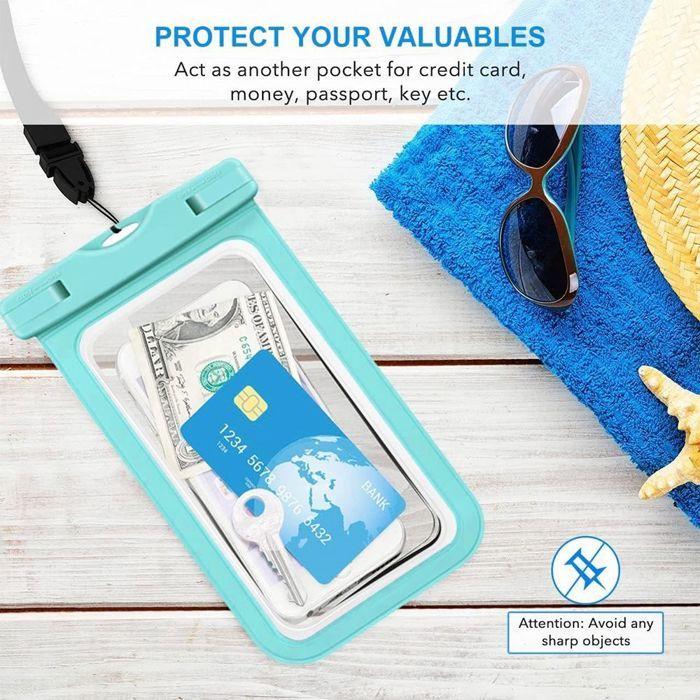 2x Housse Étanche pour Xiaomi 15 Ultra Xiaomi 14 14T Pro 13 12 Redmi A5 A3 A2 14C 13C 12, Protection IPX8 Bordure Turquoise