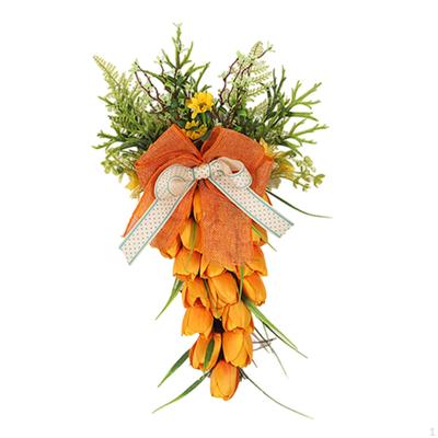 Easter Carrot Wreath Home Decor Wall Portable Artificial Garland Teardrop Swag for Party Supplies