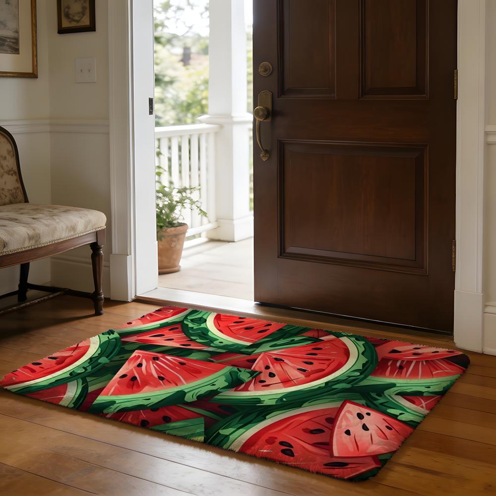 Summer Cartoon Fruit Colorful Floor Mat Soft Flannel Absorbent Mat Non-Slip Rug Home Bedroom Bathroom