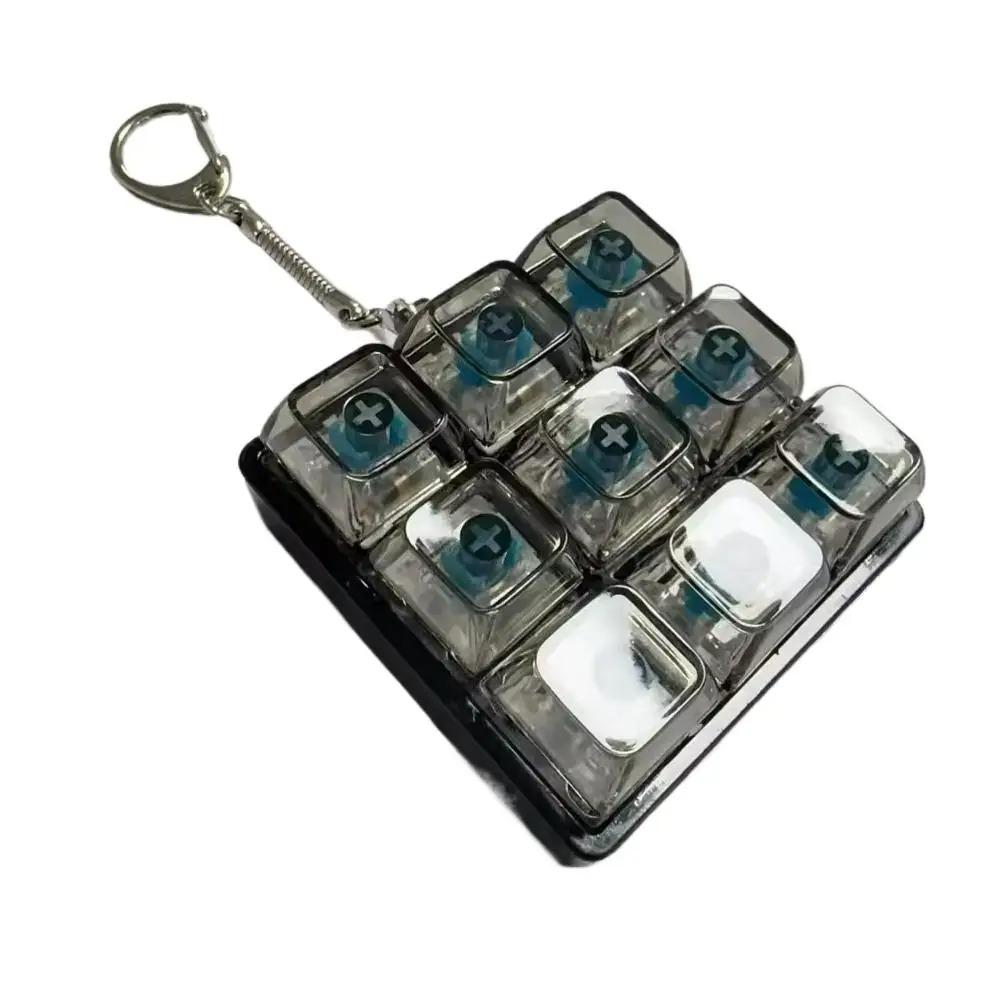 

-9 Keys Led Keyboard Fidget Keychain Clicker Button Stress Relief Toy For Adults Office Anxiety Finger Exercise Sensory Keycap