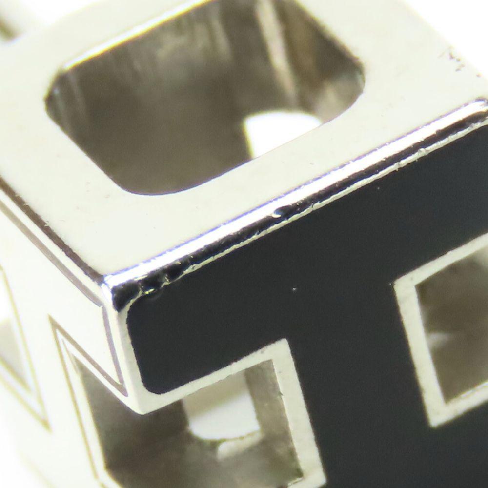 Used HERMES Pierce Cage de ash H cube metal 5.9g black Silver plating