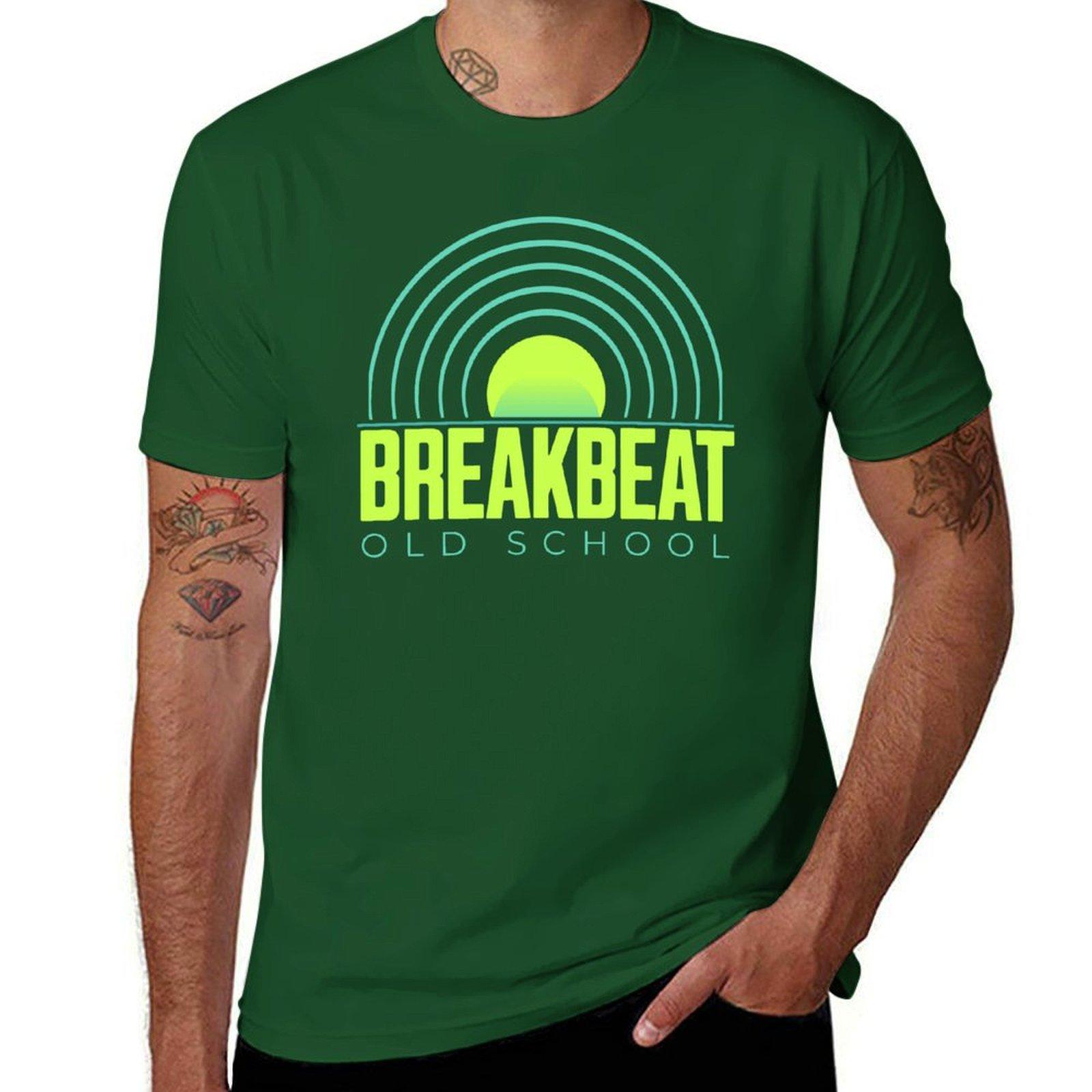 

BREAKBEAT - Old School Records (Lime/Blue) T-Shirt tops aesthetic clothes hippie clothes new edition black t shirts for men 4XL