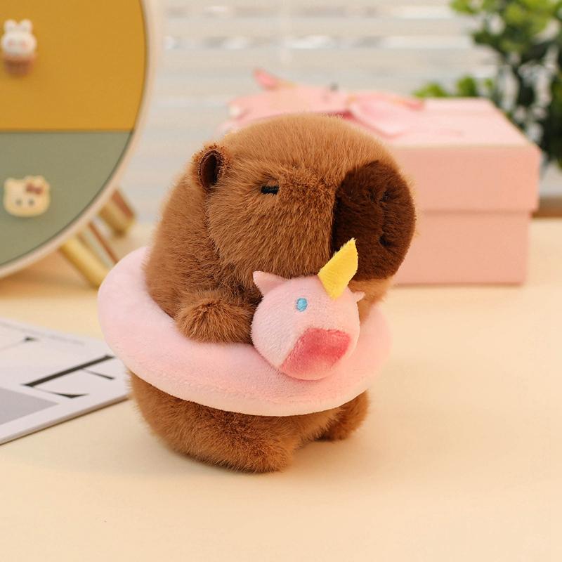 12cm Cartoon Spaß Abschlusskappe Capybara Plüschtier Anhänger Schwimmring Arzthut Frosch Capybara Plüschspielzeug Heimdekoration Geschenk für Kind