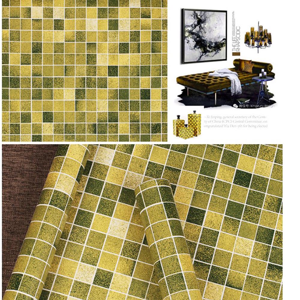 Papel de parede autoadesivo 45CM DIY parede de fundo em grade autoadesivo estilo retrô decoração de casa quarto sala de estar parede de fundo