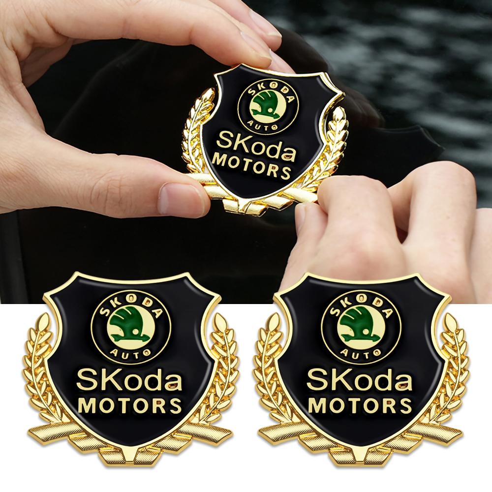 1Pc Car Badge Body Trunk Metal Sticker Auto Window Decal Car Accessories For Skoda Kodiaq Octavia 2 Yeti Karoq Scala Fabia Kamiq JT3
