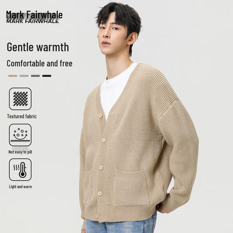 Mark Fairwhale Men's V-Neck Loose Knit Cardigan