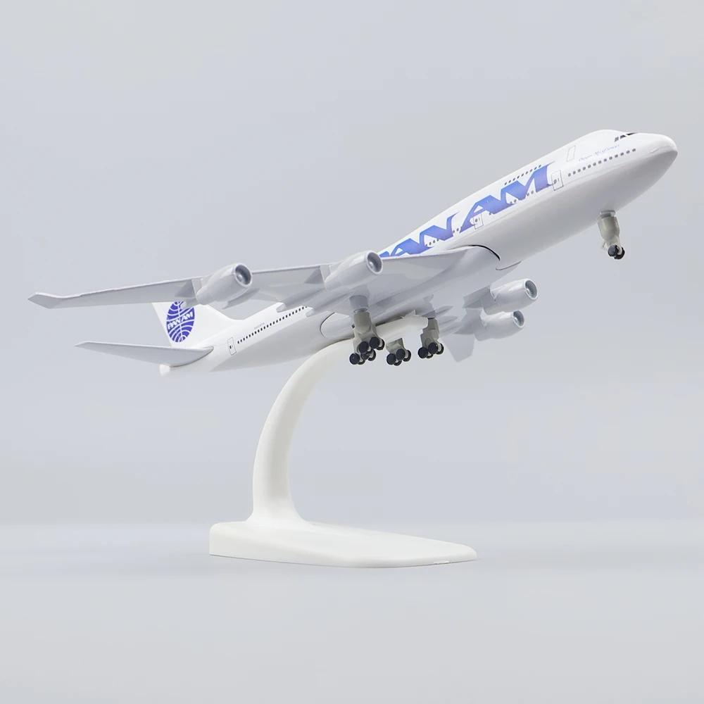 Flugzeugmodell PAN AM 747 B747, 20 cm, aus Metallguss, mit Rädern, für Pan American Airways, Dekoration für Zuhause oder Büro