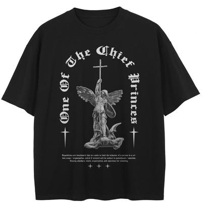 Streetwear God Grafisch Zwart T-shirt Katoen Unisex Tops Tees Zomer Korte Mouwen T-shirt