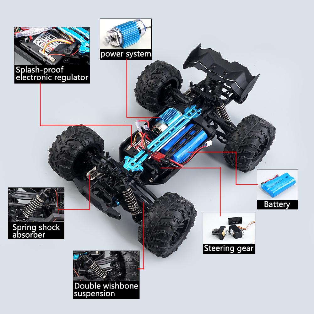 2.4G Remote Control High-Speed Off-Road Pickup Truck with Lights, Speed Up to 38KM/H, Stepless Speed Change Model Car.