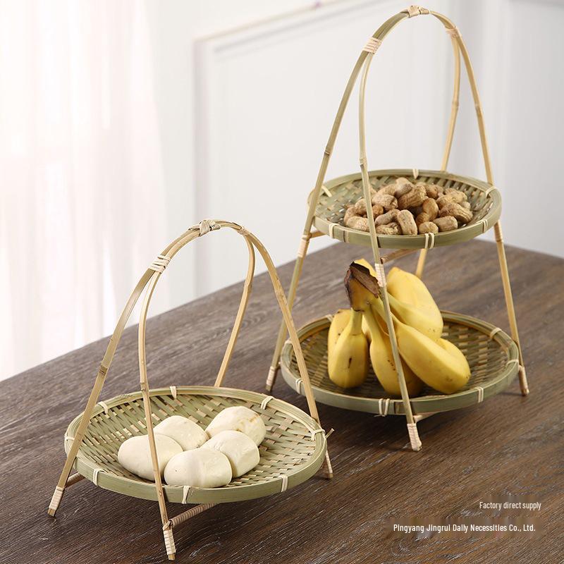 Handmade Bamboo Multi-Layer Storage and Serving Basket