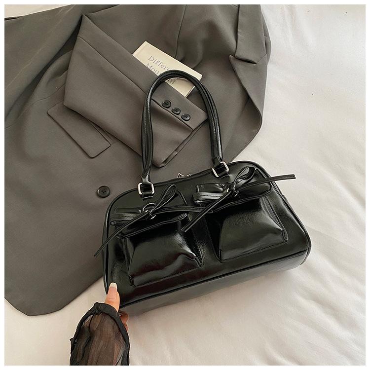 

Bowknot Hot Girl Underarm Bag For Women 2026 New Spring Summer Handbag Single Shoulder Bowling Bags For Lady чёрный