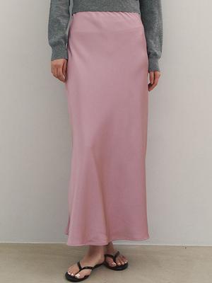G And Gb Satin Long Skirt_Pink