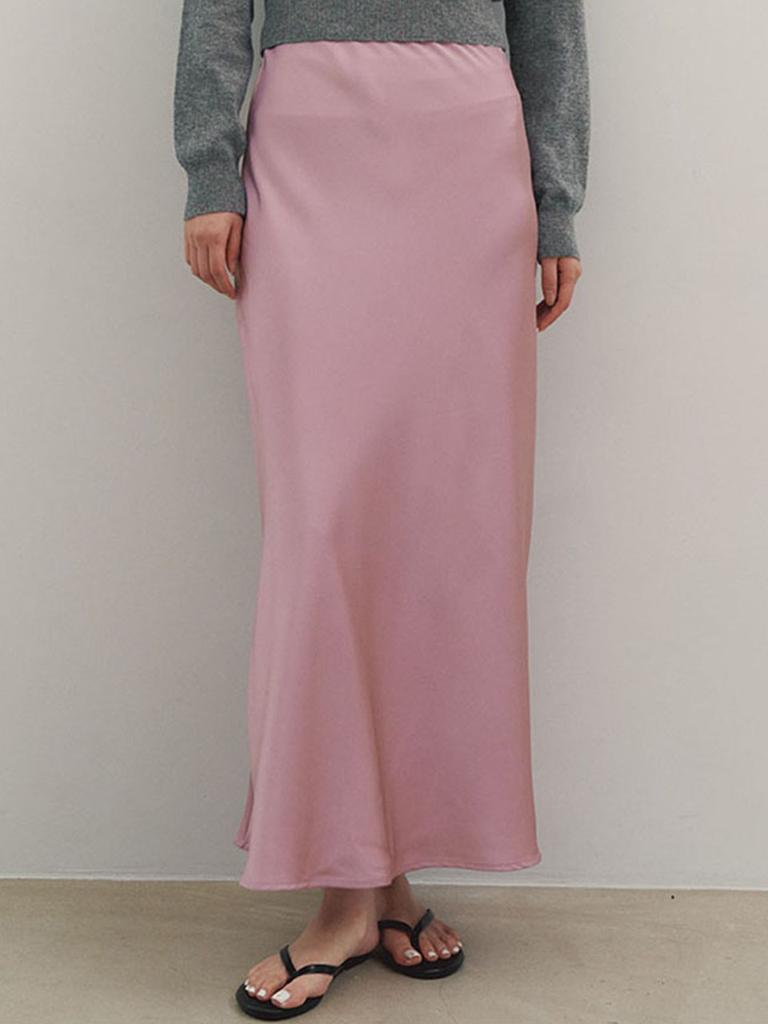 GNGB Satin Long Skirt_Pink