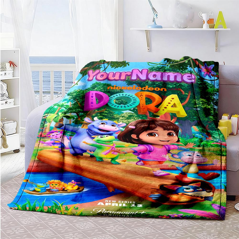 Dora Explorer Personalized Text Blanket Gift Personalized Blanket Ultra-Soft for Livingroom Couch Nap Office Chair for All Occasions