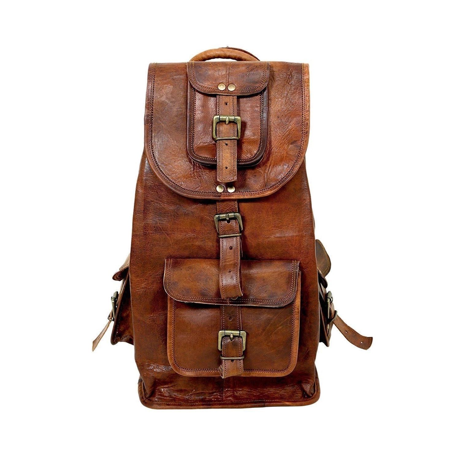 

Кожаный рюкзак для ноутбука, мужской, из натуральной кожи, дорожный, винтажный, коричневый, новый 16 x 9 x 7 in