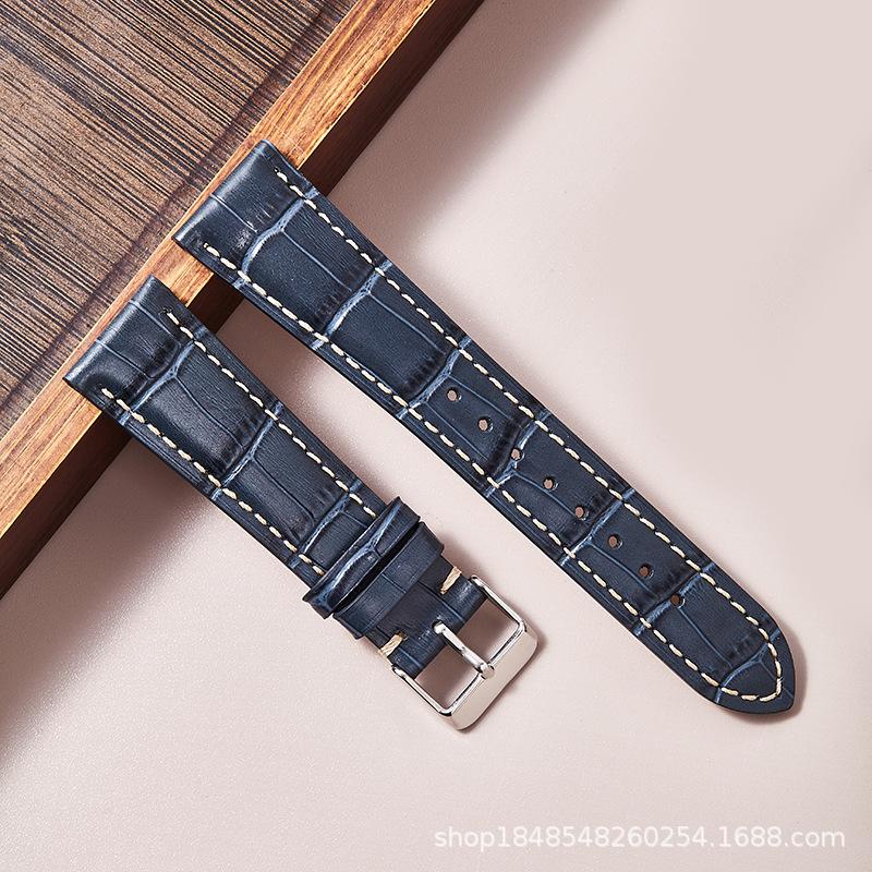 

High-End Bamboo Pattern Wave L Piano Genuine Leather Strap Waterproof Cow Layer Leather Strap Suitable For 13Mm15Mm/Pin Buckle Strap 13MM синий