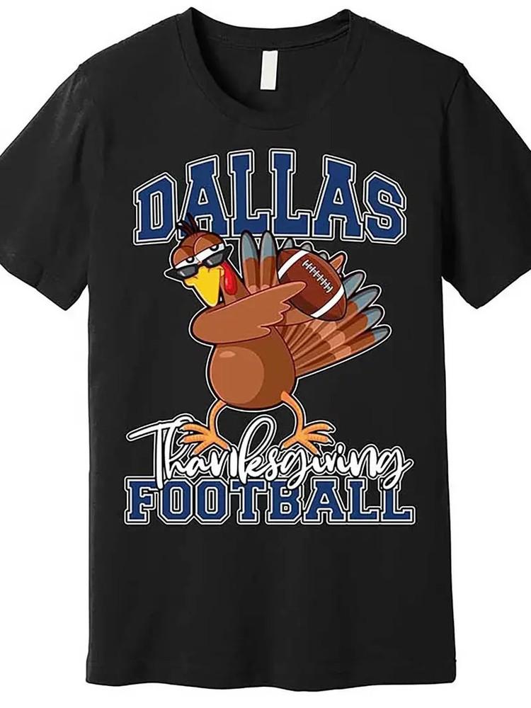 Men039;s Dallas Thanksgiving Football Fan T-ShirtBlack Cotton Graphic Tee with F Unisex T-Shirt XXXL