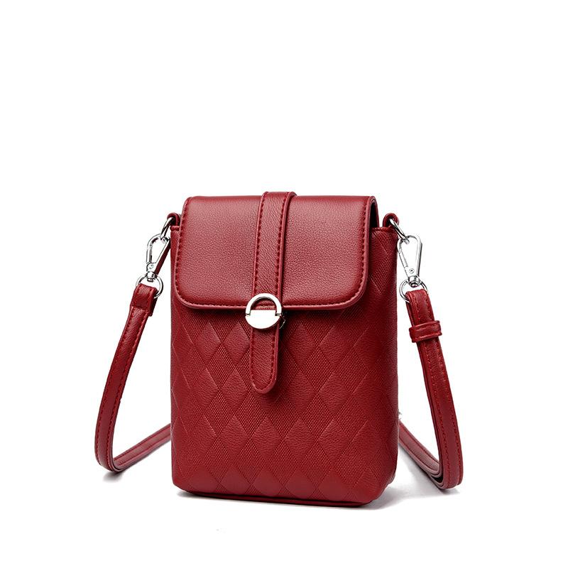

Mobile phone bag 2025 new niche design mobile phone bag crossbody bag female versatile fashion one-shoulder retro small square bag fans бордовый