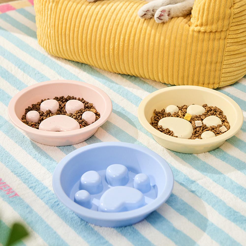 Cat Slow Feeder Bowl Set - Pastel Series Cat Plate for Dry and Wet Food - Slow Feeding Bowls Whisker Friendly - Dishwasher Safe