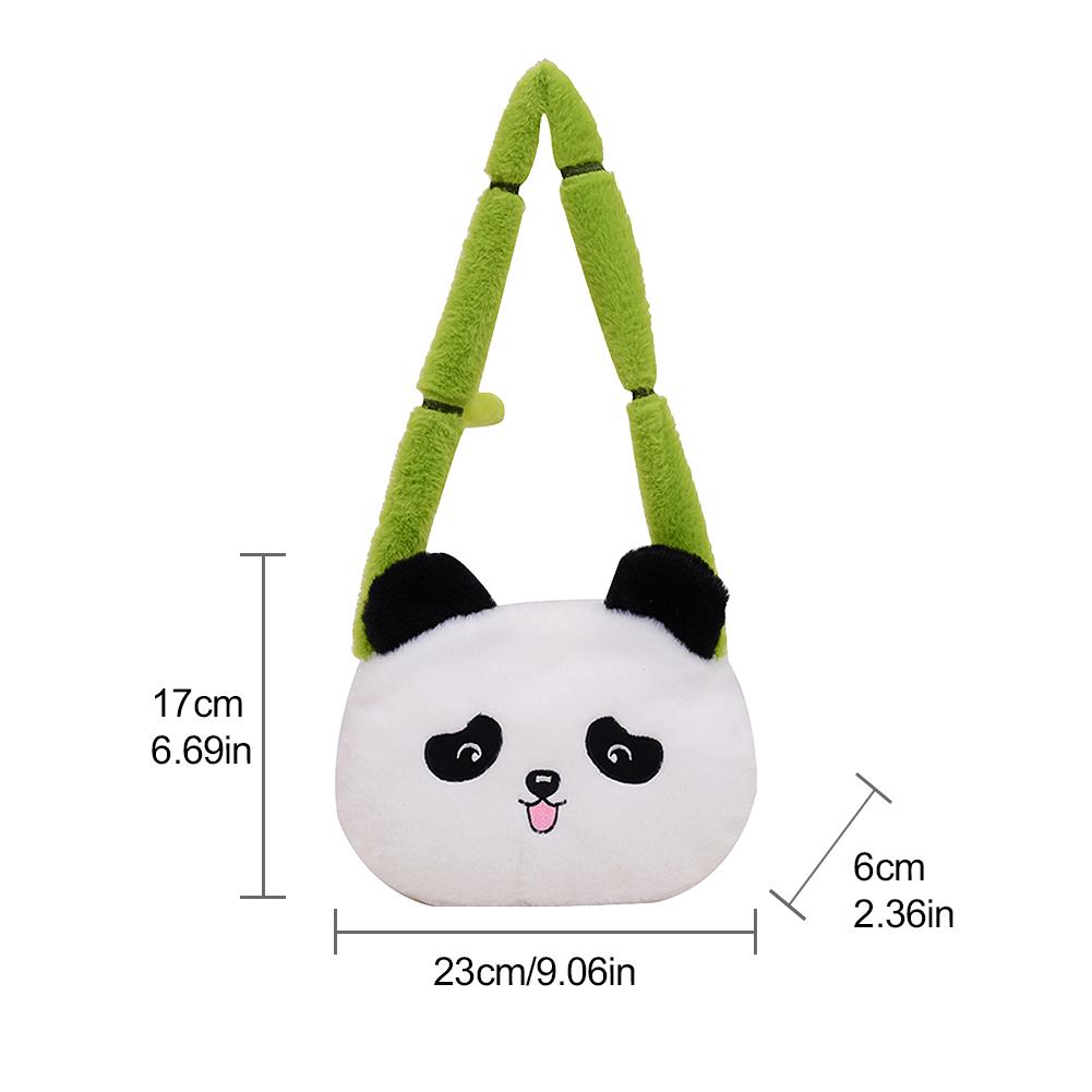 

Cute Panda Shaped Plush Handbag Women Animal Crossbody Bags Bamboo Shaped Strap Hobo Shoulder Bag Travel Shopping Underarm Pouch белый