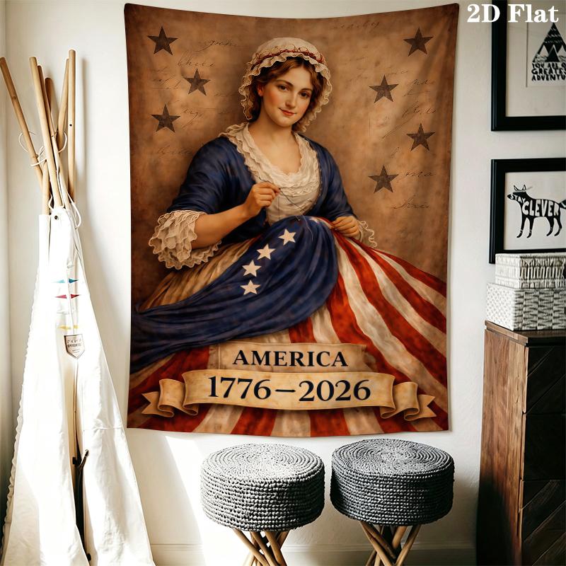 America 250 Wall Tapestry Aesthetic Wall Hanging Printed Fabric Blanket Decorative Tapestries for Bedroom Living Room Home Decor