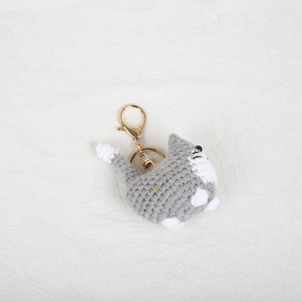 Multi-color Crochet Kitten Keyrings Cartoon Knitted Cat Keychain Cat Crochet Keychain Gift