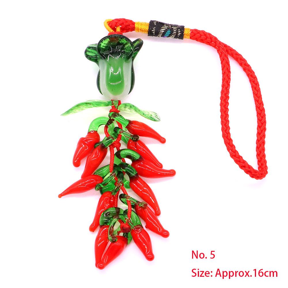 Mascot Wealth Lucky Brass Coin Chili Cabbage Tomato Keychain Chinese Knot Car Bag Hanging Ornament Fengshui Home Decoration Gift