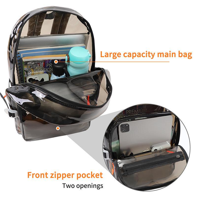 Trendy Transparent PVC Student Backpack - High Capacity Fashionable Schoolbag