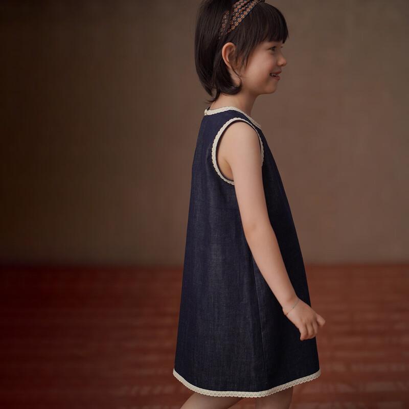 Hacikis Girls' Casual Denim A-line Vest Dress