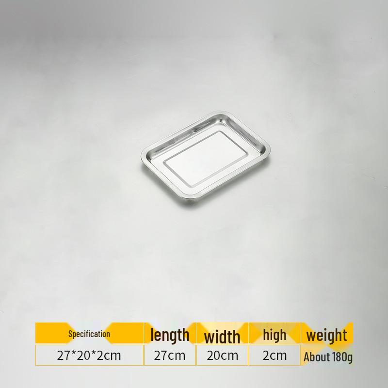 Stainless Steel Rectangular Tray - Multi-Purpose for BBQ, Rice, Fish, and Commercial Use.