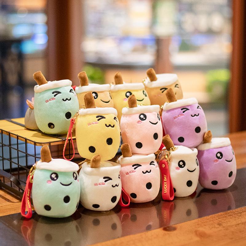 Cartoon Boba Fruit Bubble Tea Backpack Pendant   Plush Toy Stuffed Ice Cream Milk Tea  Cute Food Soft Toys Decor Girls Boys Gift