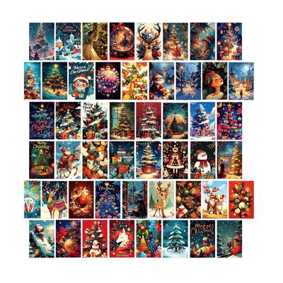50pc Christmas Series Wall Card Holiday Postcard Decoration Card