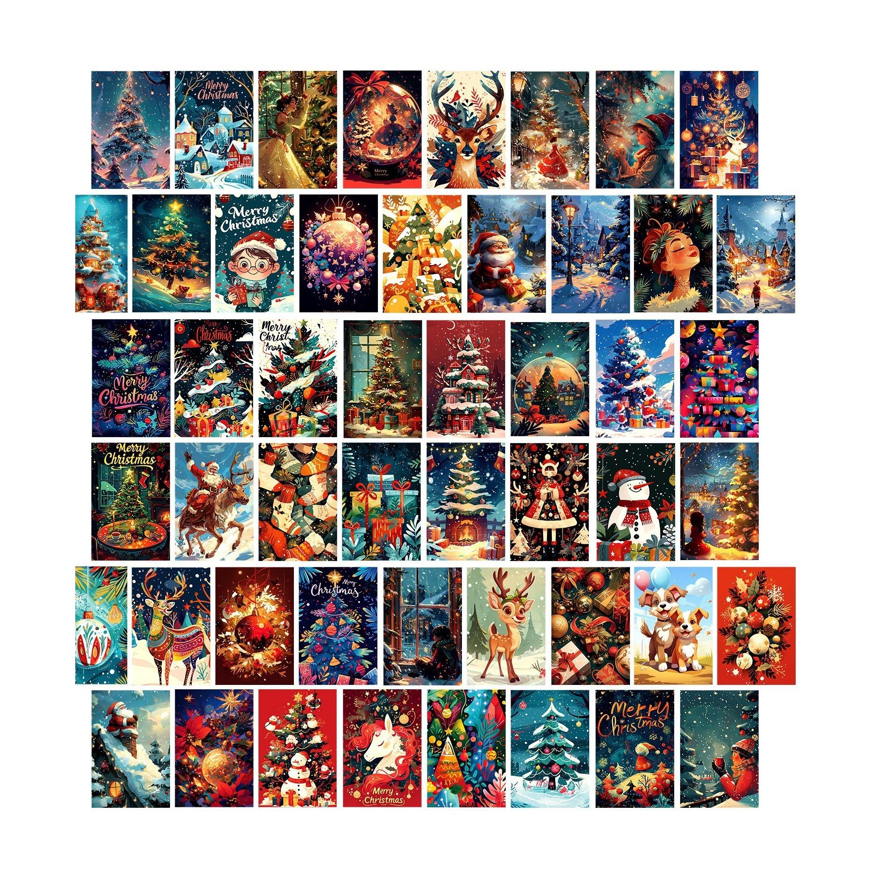 

50pc Christmas Series Wall Card Holiday Postcard Decoration Card One Size