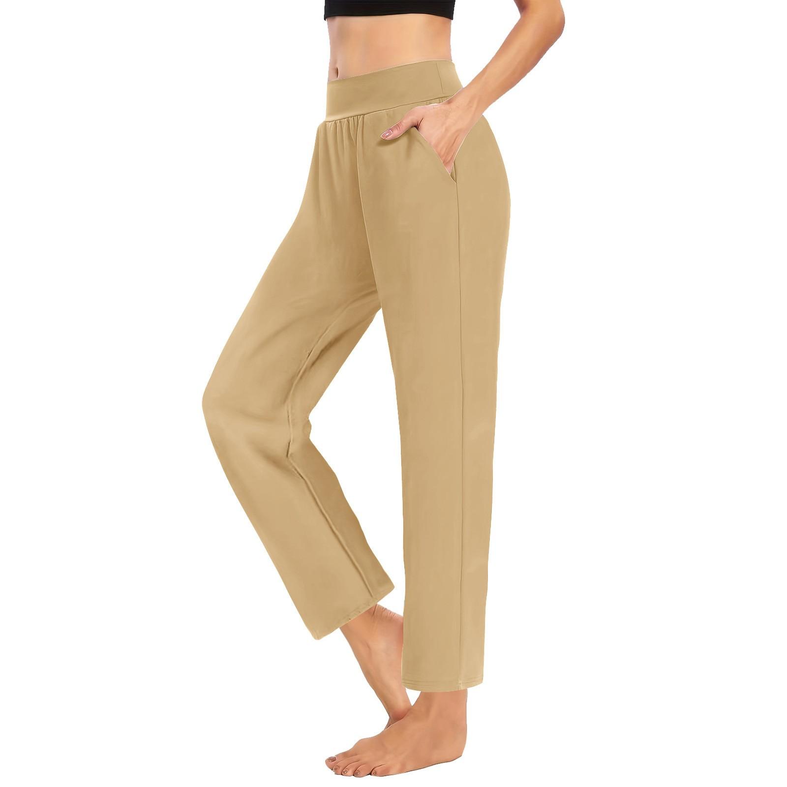 

Женские модные однотонные повседневные брюки с высокой талией и карманами, укороченные спортивные брюки XXL хаки