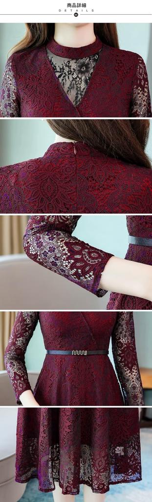 Long Midi Perfect for Party and Formal Beautiful [Chubikime] Women's All-Lace Dress, Sleeves, Length, A-Line, Lined, Belted, Slimming, Weddings,