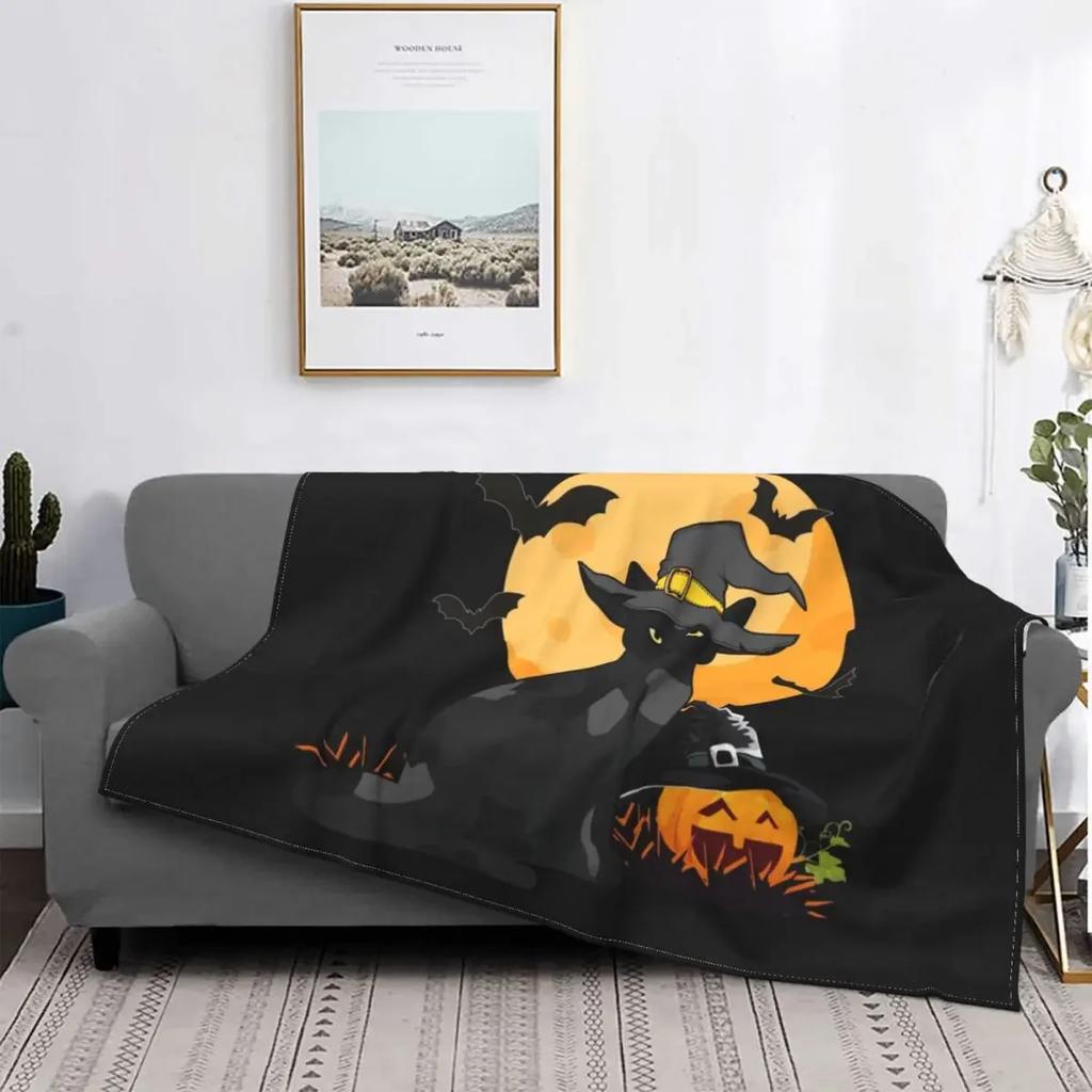 Cute Black Cat Blankets Soft Warm Flannel Mid Century Meow Retro Atomic Kitties Throw Blanket for Bedding Couch Bedspread, Gifts