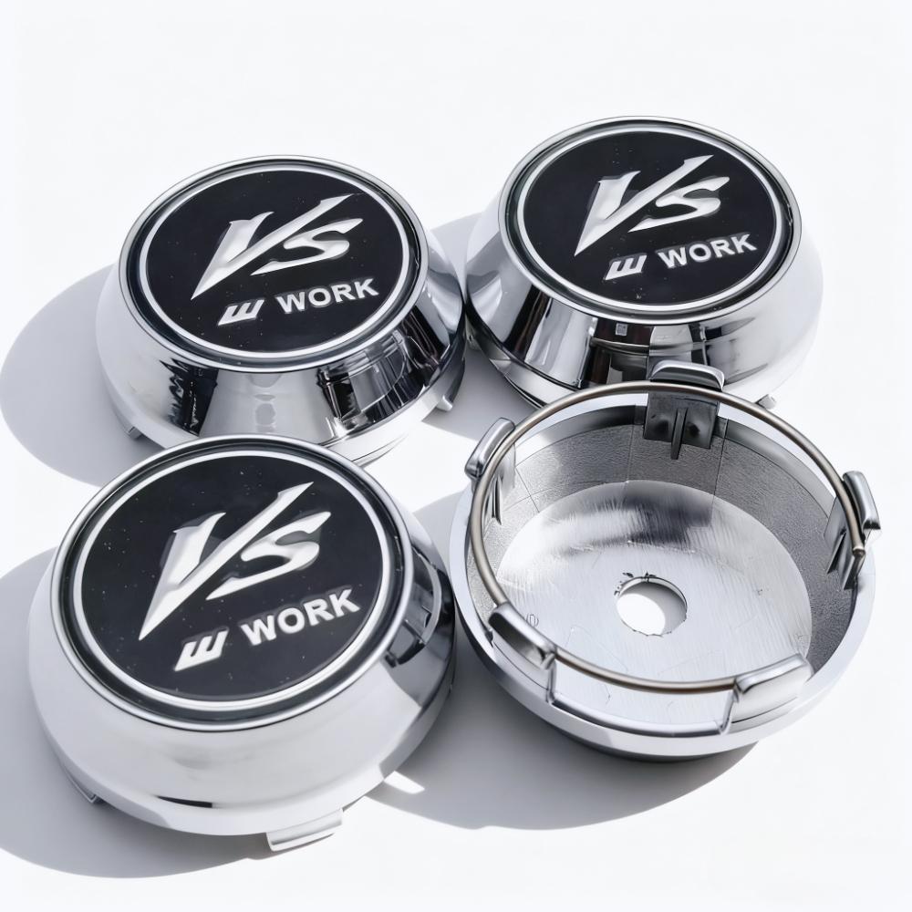 

4pcs VS W Work Logo Badge Emblem Car Wheel Center Caps 60MM 56MM Rim Hubcaps Dust Cover Wheels Hub High Cap Replace Accessories VS S Badge&4pcs High Caps