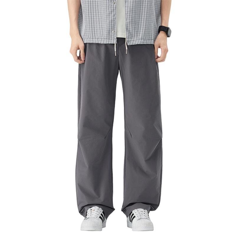 American solid color casual pants men's summer new loose straight wide leg drape tooling trousers wholesale