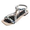 Bohemian Women'S Braided Hollow Shoes Thin Bottom Rhinestone Supportive Shoes For Women Sandals Bow Tie Sandals For Women Size 5