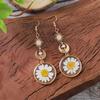 1Pair Creative White Daisy Pressed Studs Earring Boho Style Pressed Flower Earrings Vintage Fashion Ear Jewelry Party Gift