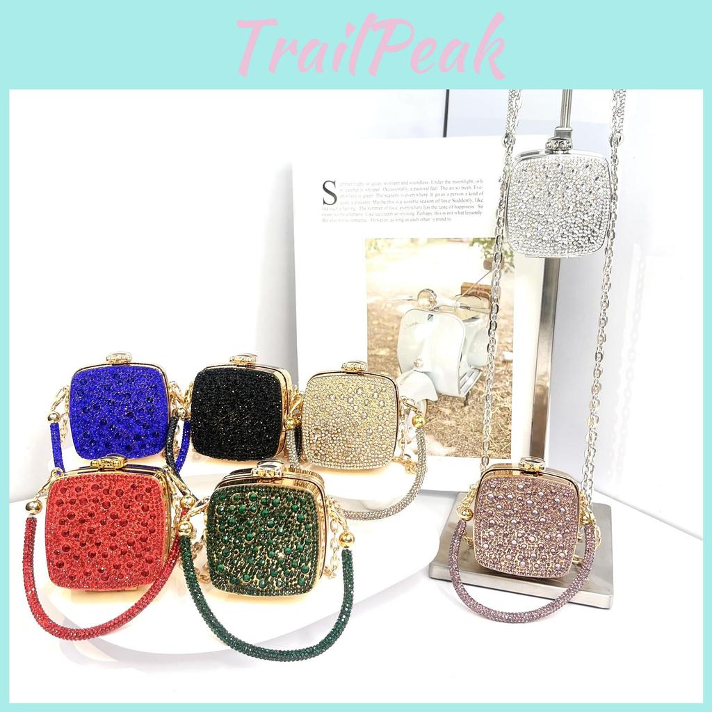 Acrylic Mini Square Bag With Glitter Sequins And Shoulder Strap For Daily Use