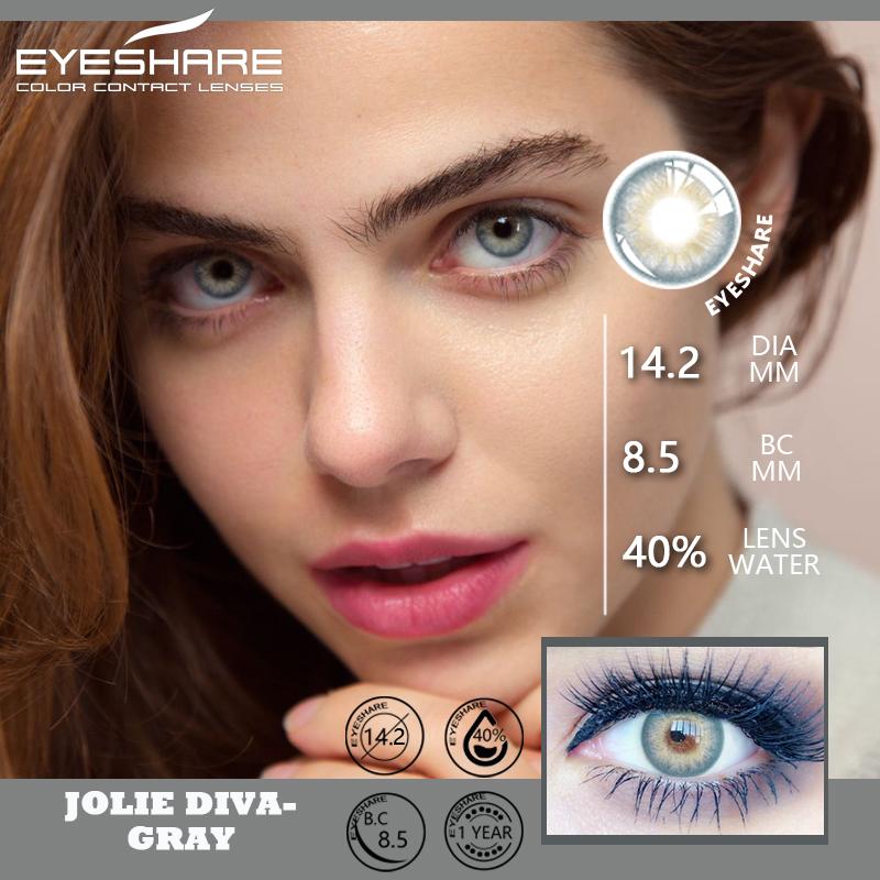 Eyeshare 2 Stück farbige Kontaktlinsen für die Augen, DIAMANT, blau-grün, farbige Linsen, jährliche kosmetische Kontaktlinsen für das Augen-Make-up