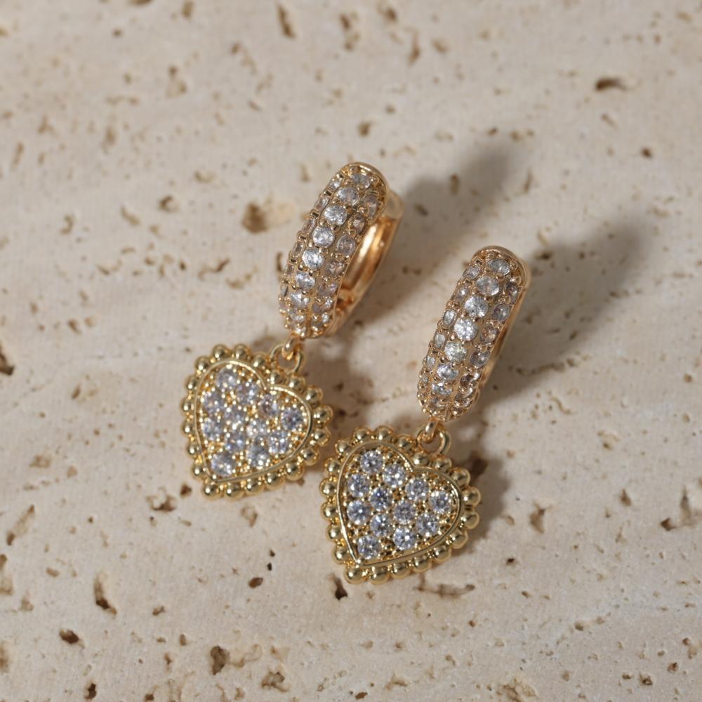 1 Pair Fashion Heart Shape Dangle Earrings for Women Zirconia Earring Jewelry Wedding Party Accessories