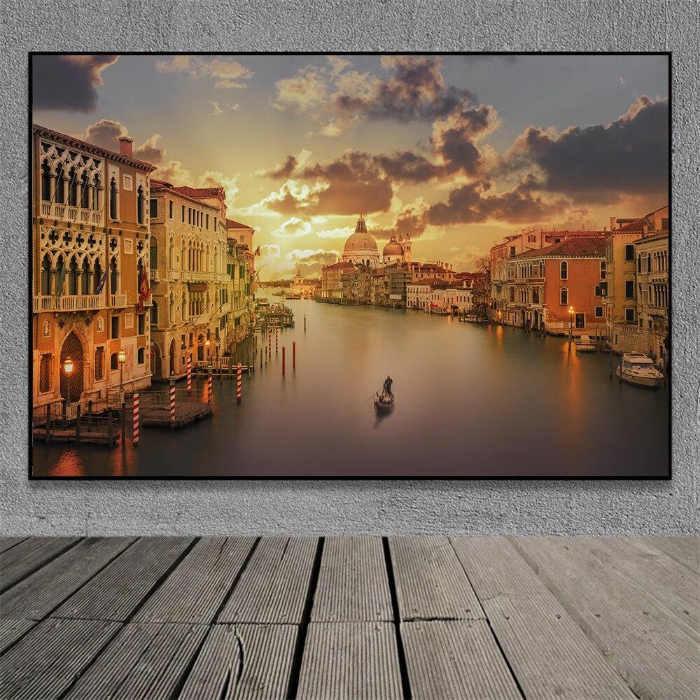 Famous Venice Italy Canvas Painting Wall Art Sunset Natural Scenery Pictures Posters and Prints for Living Room Home Decoration